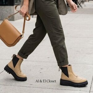 Sorel Caribou X Chelsea WP Tan Waterproof Chunky Lug Boots Women’s 11 New In Box